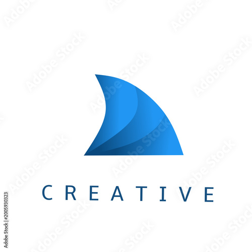 Obraz na płótnie Minimalist blue shark fin logo with modern gradients