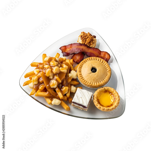 Mixed canadian food platter on glass plate