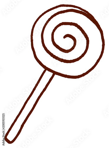hand drawn spiral lollipop doodle illustration simple candy sweet treat line art cute confectionery element isolated minimal cartoon style
