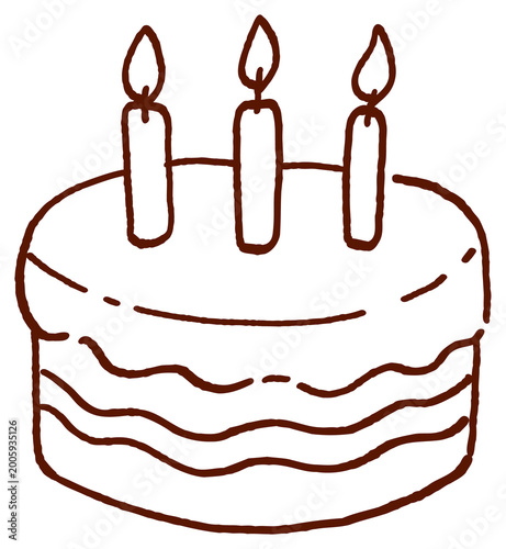 hand drawn birthday cake with candles doodle illustration simple sweet dessert line art festive celebration element isolated minimal cartoon style