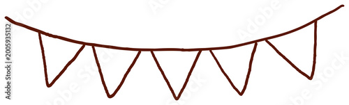 hand drawn party bunting banner doodle illustration simple festive flag garland decoration line art celebration element isolated minimal cartoon style