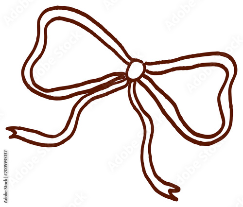 hand drawn ribbon bow doodle illustration simple decorative knot line art cute gift wrapping element isolated minimal style for celebration packaging design