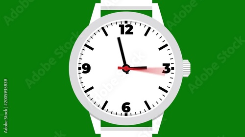 6 Hours Fast motion hand clock watch animation and green background design.