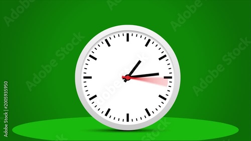 3 Hours Fast motion hand clock watch animation and green background design.