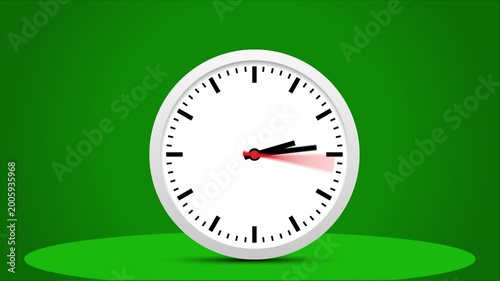 6 Hours Fast motion hand clock watch animation and green background design.
