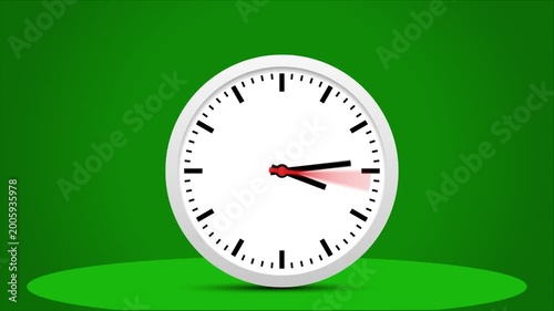 9 Hours Fast motion hand clock watch animation and green background design.