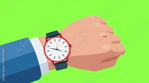 9 Hours Fast motion hand clock watch animation and green background design.