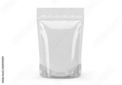 Empty clear plastic resealable stand up pouch bag with zipper closure