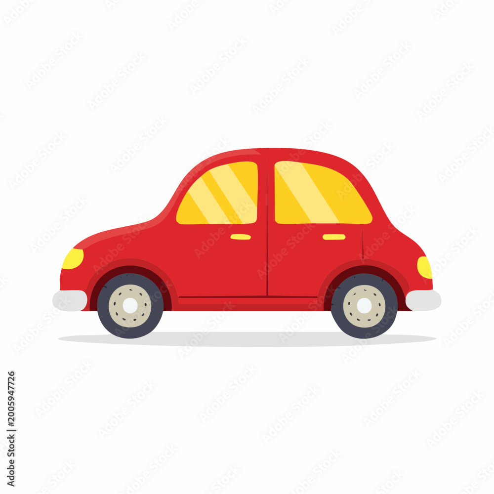 Fototapeta premium Red cartoon car illustration