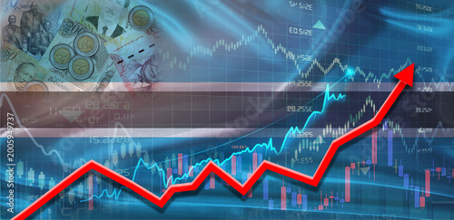 Botswana financial growth on market graph. Botswana economic growth on financial graph background