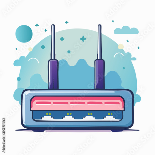 Wireless Router with Antennas and Network Ports
