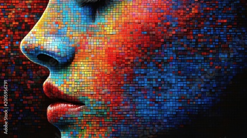 Colorful Mosaic Portrait of a Face