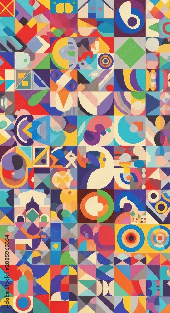 Naklejka premium Colorful Geometric Abstract Art Composition.