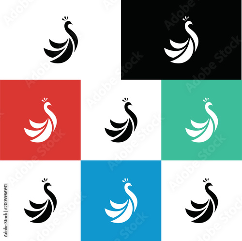peacock bird vector, black, cute, abstract, modern