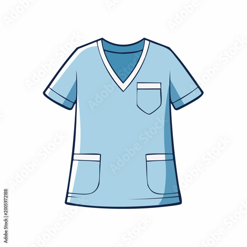 Blue Medical Scrub Top Illustration