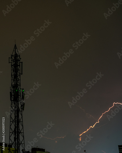 lightning over city