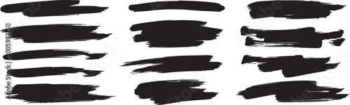 Obraz na płótnie Collection of diverse black brush strokes on white background