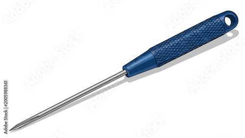 Foto An isolated awl hand tool with a blue handle.