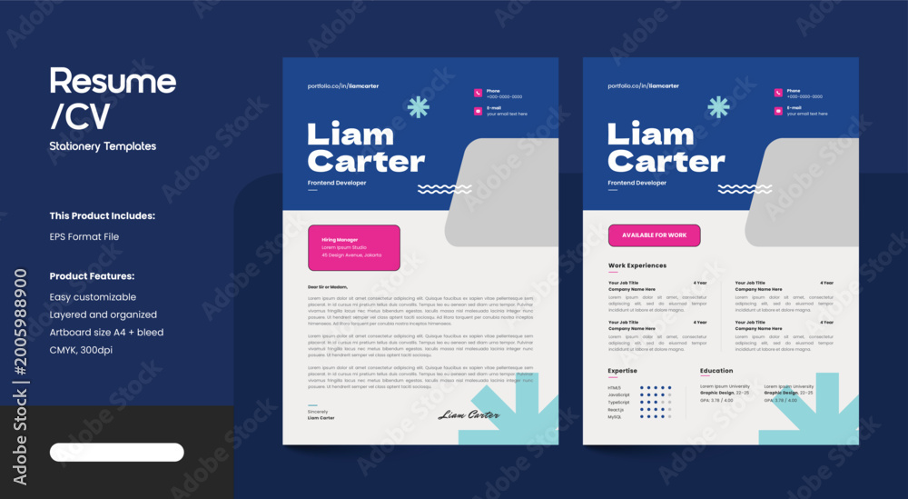 Fototapeta premium Creative CV Resume Design Template