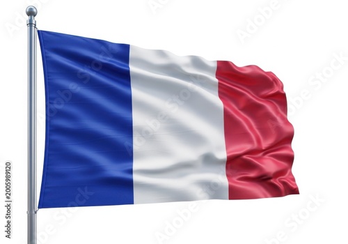 Free Download Flag of france waving on a flagpole, isolated on white background - GFXLoad