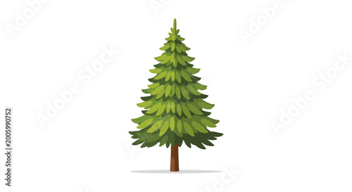 Billede på lærred Green pine tree vector illustration isolated on white background