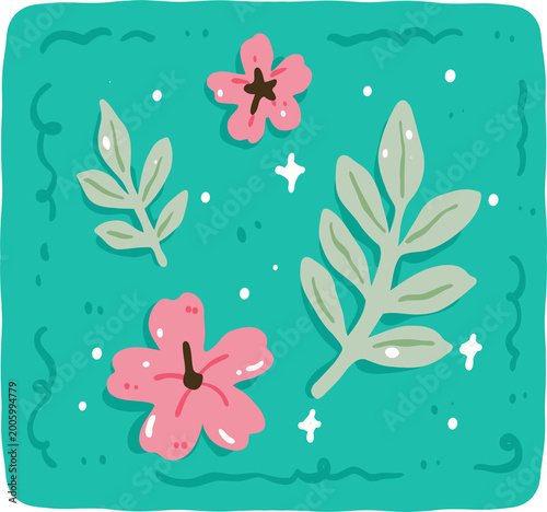 Tropical Flower Patchwork Clipart