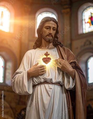 A statue of Jesus Christ holding his heart