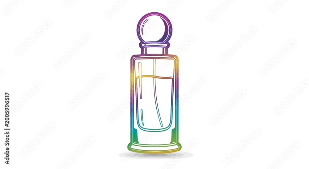 Obraz premium Colorful Perfume Bottle Sketch with Rainbow Hues, Elegant Fragrance Container