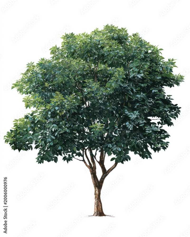 Obraz premium Isolated drawing of a leafy deciduous tree