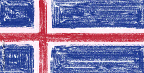 Iceland flag with a textured brush stroke effect