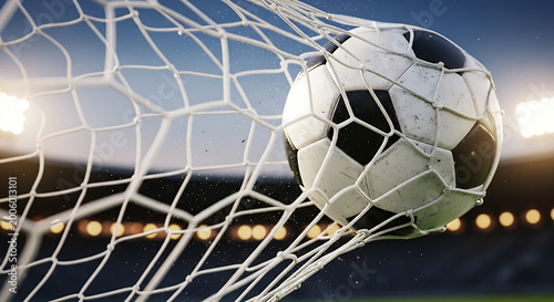 Exciting Soccer Goal Scored in Bright Stadium Lights