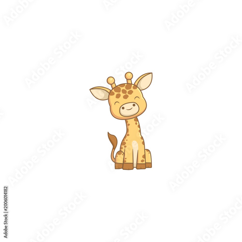 Cute Smiling Giraffe Character Illustration