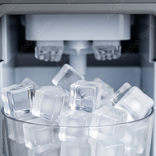 Ice cubes in a clear glass.