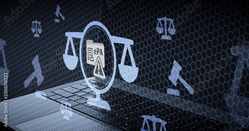 Slika na platnu Digital legal warning concept with an electronic Power of Attorney folder icon h