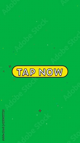 Pop Art Comic Tap Now Vertical CTA Button Multicolor Pill Cursor Tap Ripple Burst Loop Animation