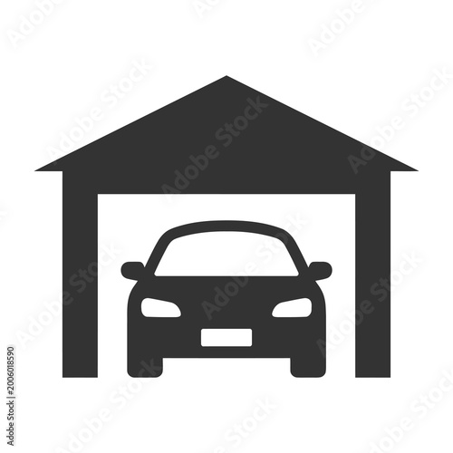 Car in a garage silhouette icon