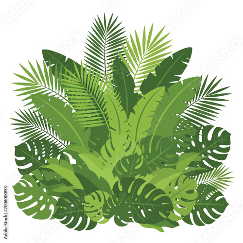 Obraz na plátně Tropical green leaves illustration bunch.