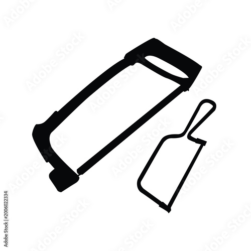 Hacksaw black silhouette illustration on white background vol 06