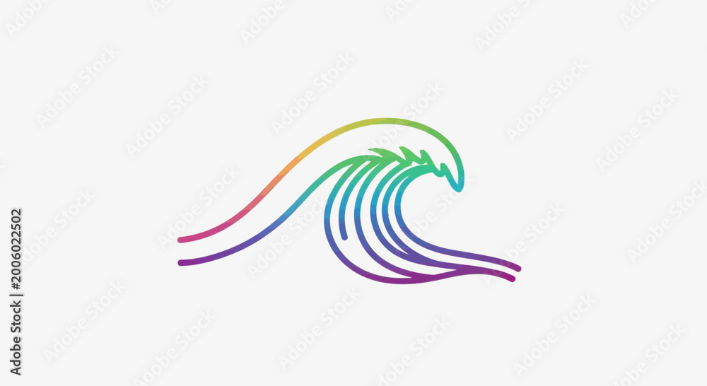 Fototapeta premium Rainbow wave, abstract colorful ocean wave, pride symbol, summer, nature, sea, water