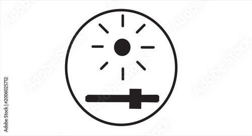 Brightness level icon, bright slider icon - light control icons - contrast settings icon button. line outline icons