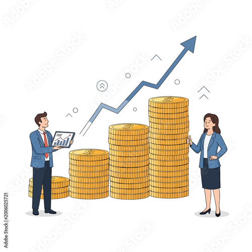 Tableau sur toile Business professionals analyzing financial growth.