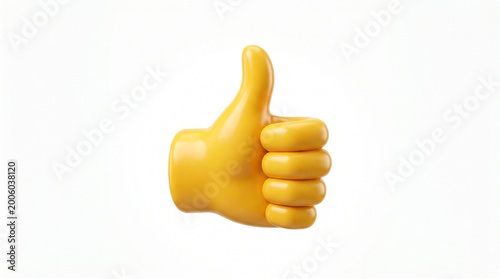Yellow thumbs up emoji icon hand gesture symbol positive feedback concept approval sign with thumbs up social media 3D render white background thumbs up approval positive feedback agreement