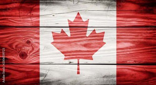 Canadian flag on wood texture a rustic national symbol