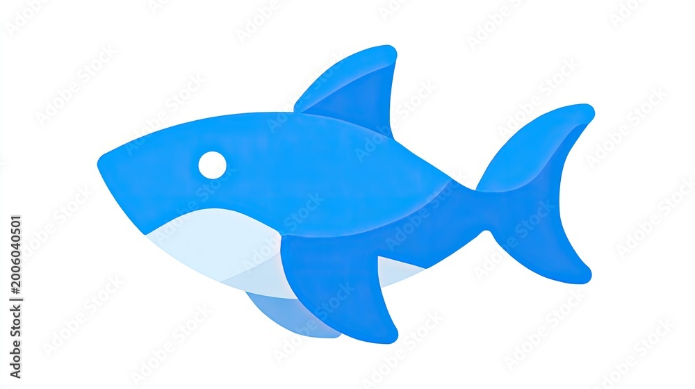 Fototapeta premium Stylized illustration of a bright blue marine predator swimming against a white backdrop