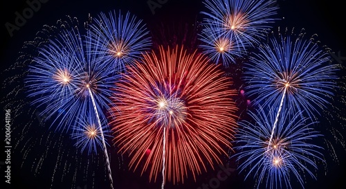 Spectacular fireworks display illuminates the night sky with vibrant colors