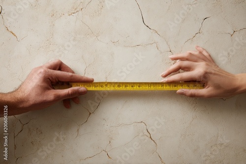Two Hands Measuring Distance with a Yellow Ruler.