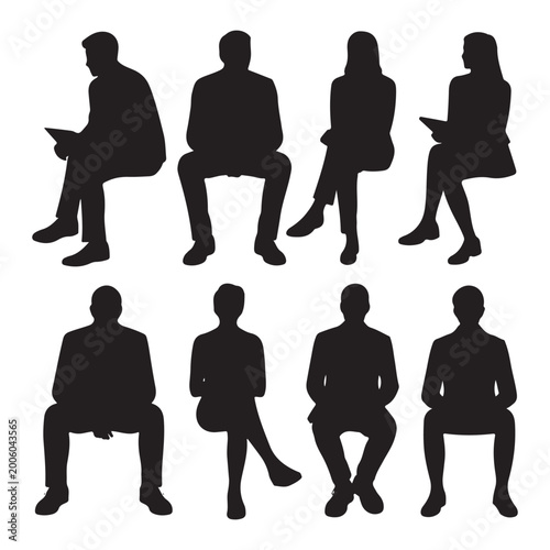 Sitting People Silhouette Vector Collection – Men, Women & Teens