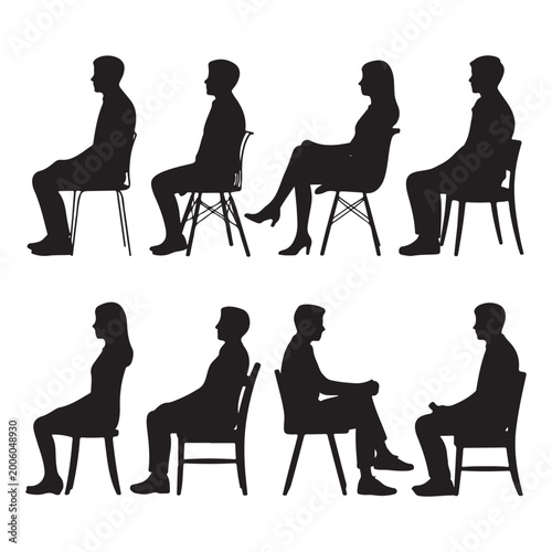 Sitting People Silhouette Vector Collection – Men, Women & Teens