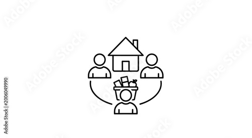 Tableau sur toile People holding money house.
