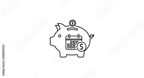 Cuadro en lienzo Piggy Bank with Calendar.